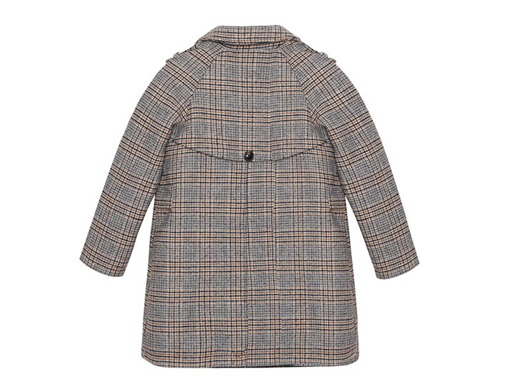 女童刺绣款格毛纺薄棉大衣(图2)