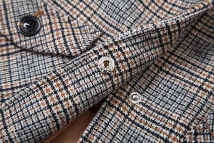 女童刺绣款格毛纺薄棉大衣(图5)